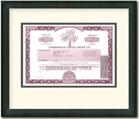 Cherrywood Capital Group Stock Certificate Joshua Kennon