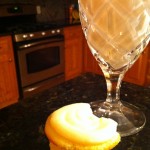 Enjoying a tasty lemon cupcake with lemon icicing and a glass of milk before going back to work ... cheers!