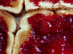 Strawberry Jam on Toast with Hot Spiced Tea