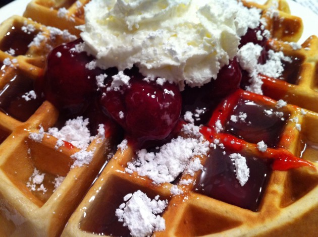 Finished Belgian Waffle with Strawberries Finished Belgian Waffle with Strawberries