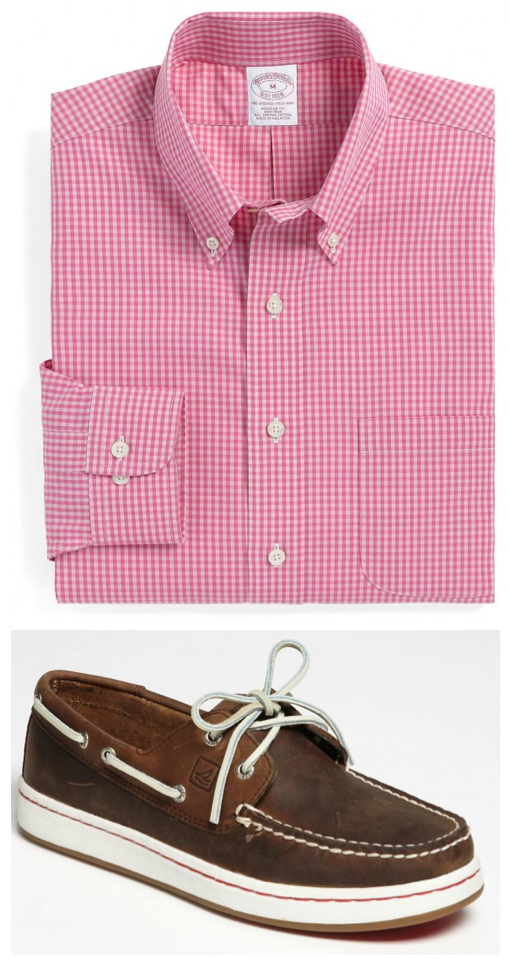 Sperry Top Siders and Pink Gingham Shirt Sperry Top Siders and Pink Gingham Shirt