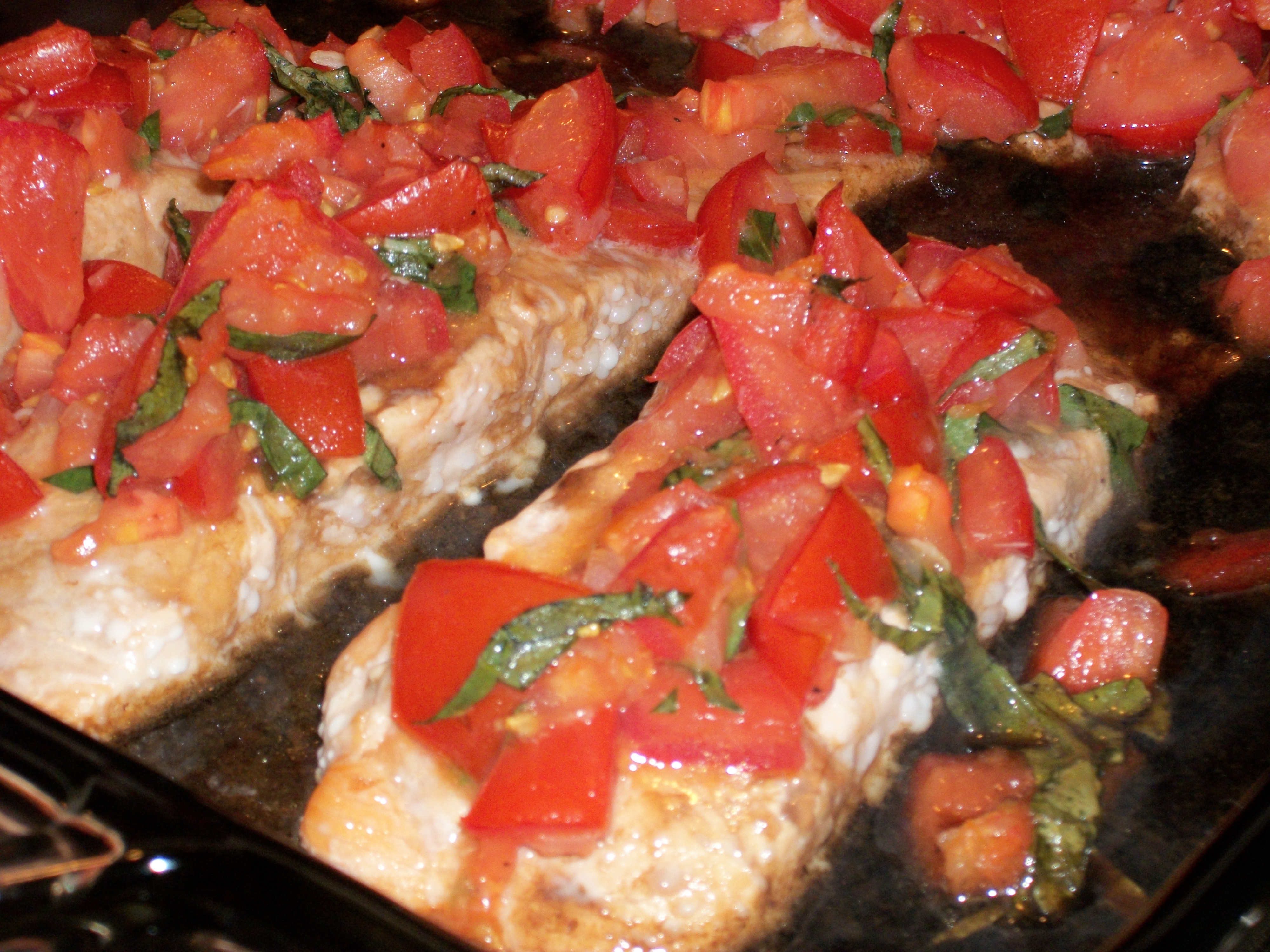 Tomato Bruschetta Topped Salmon Tomato Bruschetta Topped Salmon