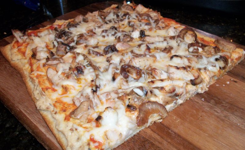 Balsamic Chicken Pizza with Ricotta Cheese and Sauteed Onions Fresh from the Oven Balsamic Chicken Pizza with Ricotta Cheese and Sauteed Onions Fresh from the Oven
