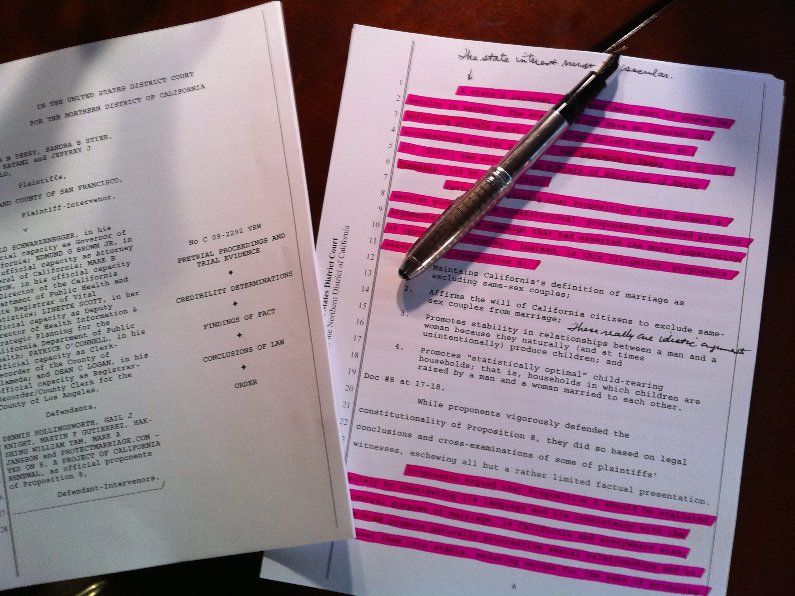 Perry v. Schwarzenegger Ruling from Judge Vaughn Walker Analysis