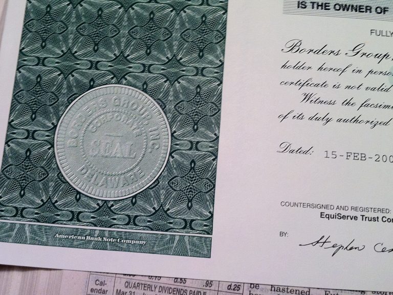 Borders Group Stock Certificate