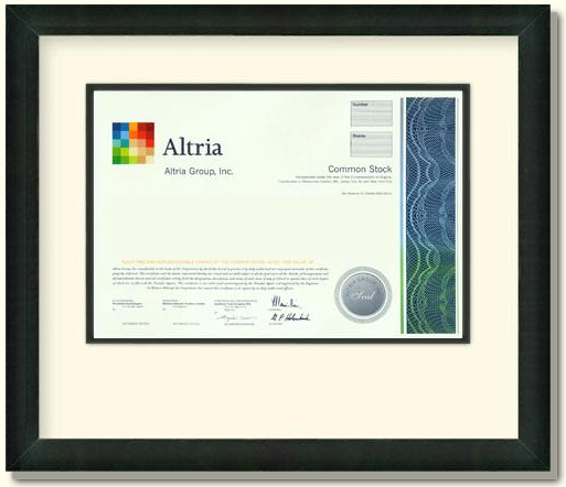 Altria Stock Certificate