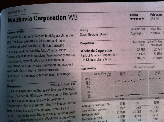 Wachovia Stock Report