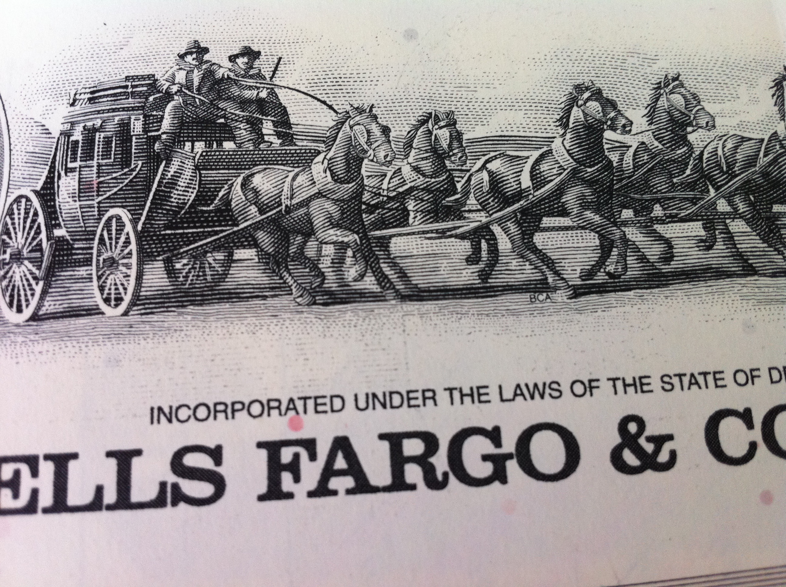 Wells Fargo & Company Stock Certificate Vignette