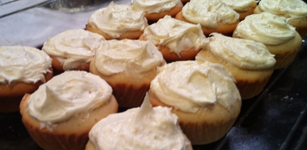 Lemon Icing and Lemon Frosting Freshly Smothered onto the Lemon Cupcakes