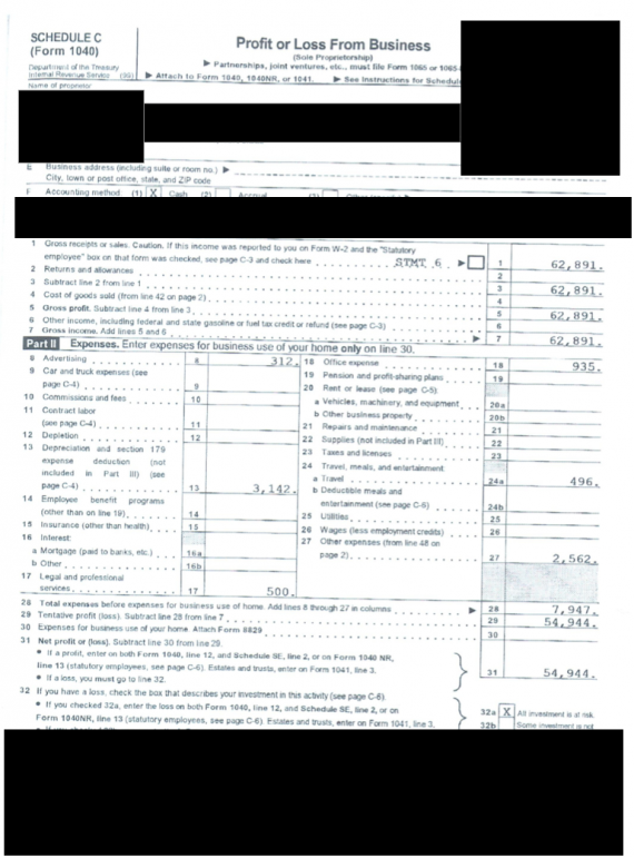 Redacted Tax Statement Page