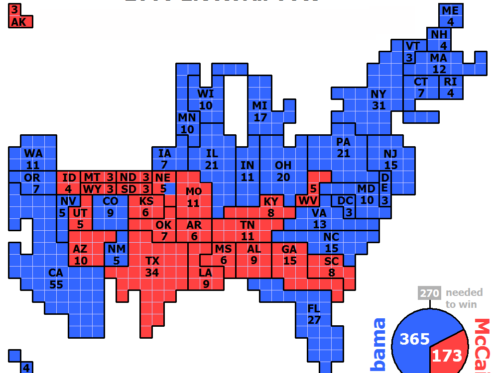 United States Electoral College Vote in 2008 Presidential Election