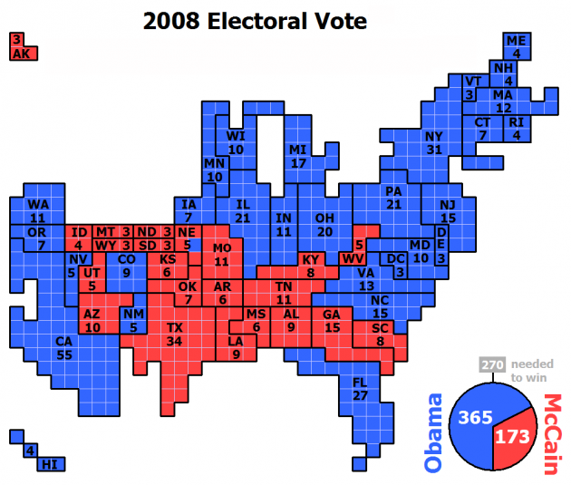 United States Electoral College Vote in 2008 Presidential Election