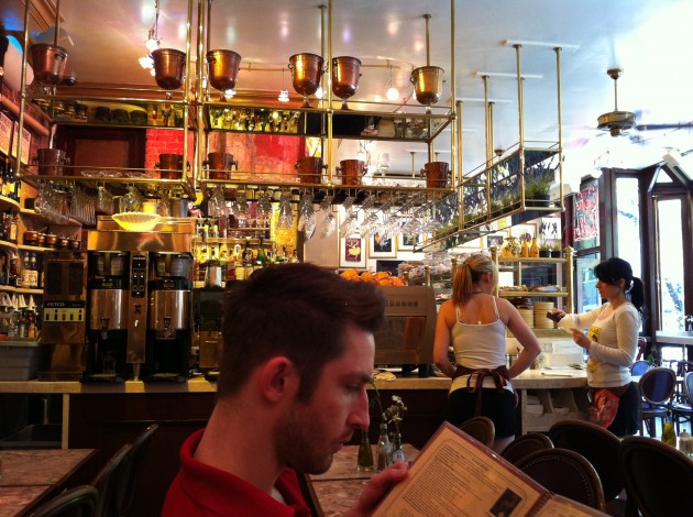 Aaron ordering breakfast at Cafe Lalo