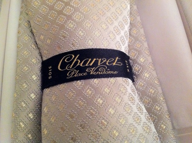 Back of Gold and Ivory Charvet Tie