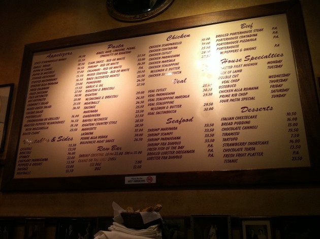 Carmines New York City Menu