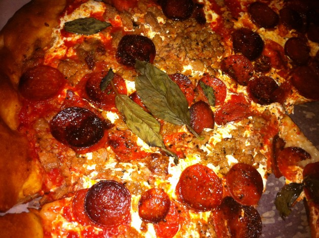 Close Up of New York Pizza from Angelo's on West 57th Street