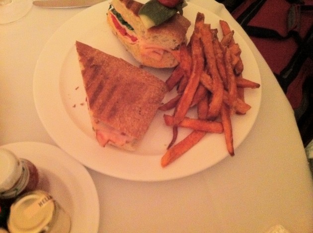 Goat Cheese Panini with Sweet Potato Fries