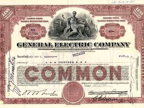 General Electric Stock from the 1940s General Electric Stock from the 1940s