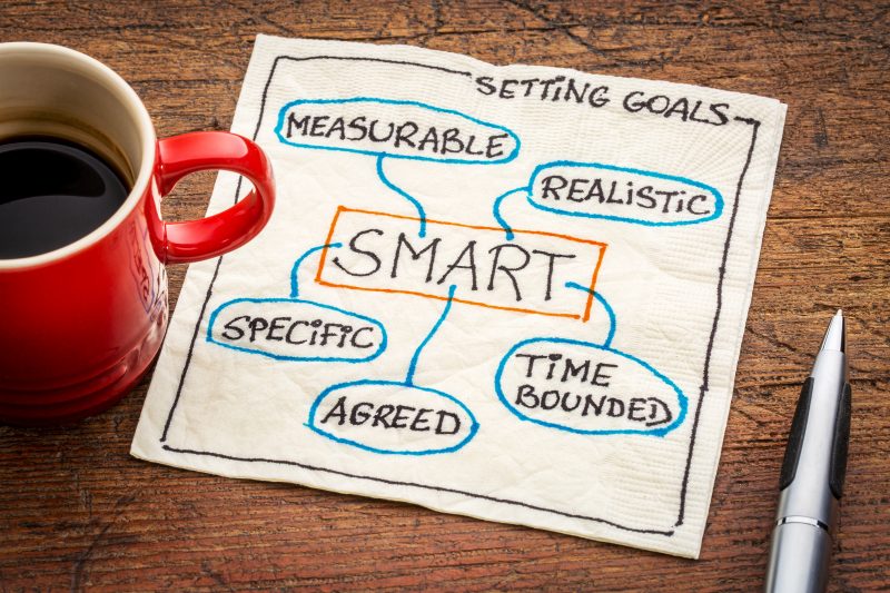 setting SMART goals concept on napkin Setting Goals for Your Life