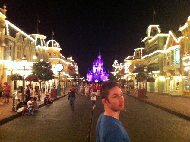 Aaron About to Walk Down Main Street at the Magic Kingdom in Walt Disney World