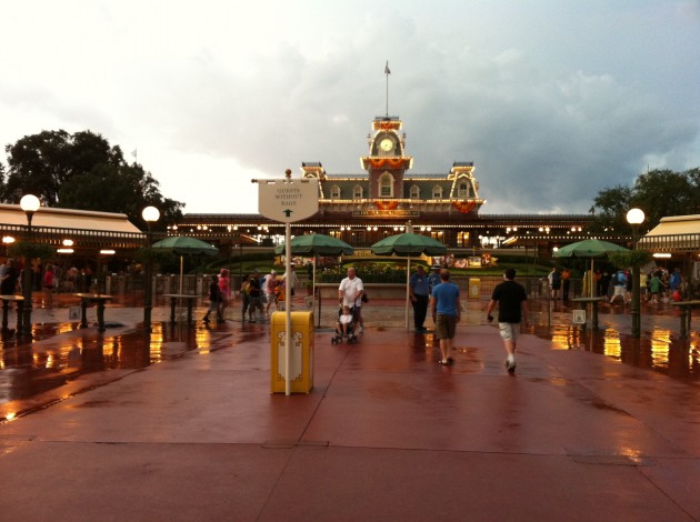 Disney World Train Depot and Rainstorm