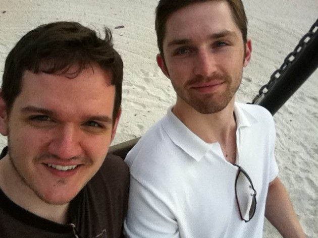 Josh and Aaron on Beach at Polynesian Resort