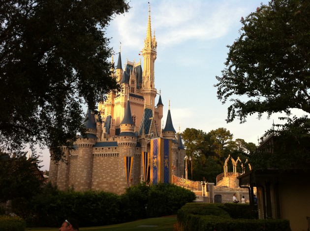 Waiting at Cinderella's Castle for Karen and Blake