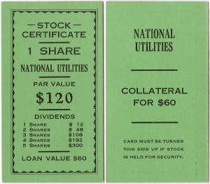 Monopoly Stock Exchange Add-On Stock Certificate