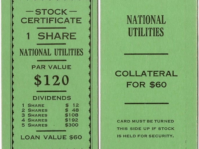Monopoly Stock Exchange Add-On Stock Certificate Monopoly Stock Exchange Add-On Stock Certificate