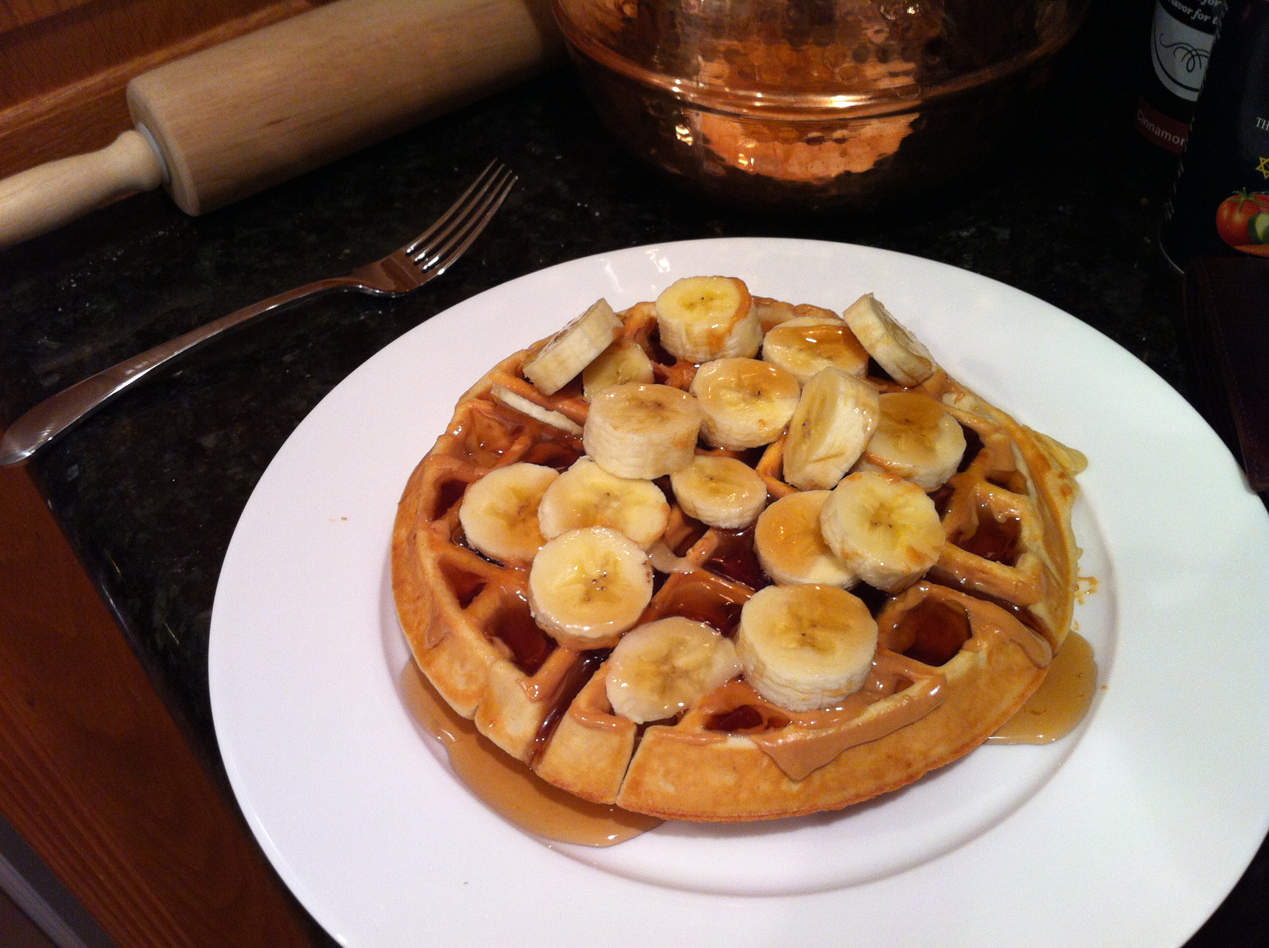 Peanut Butter and Banana Belgian Waffle