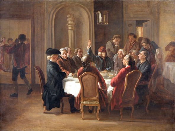 The Dinner of Philosophers, or La Sainte Cène du Patriarche, by Jean Huber circa 1772