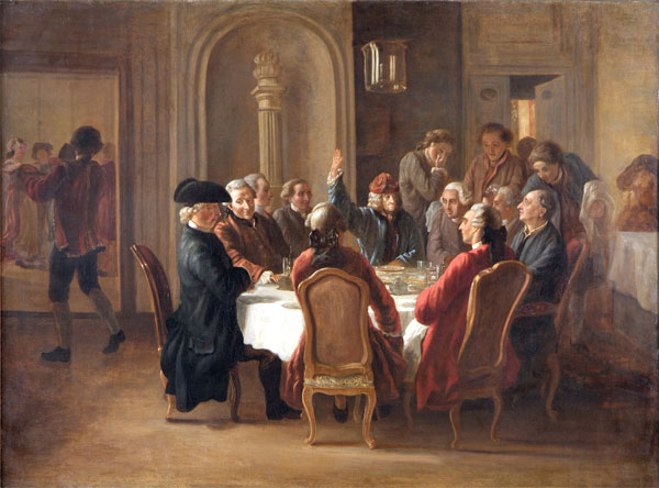 The Dinner of Philosophers, or La Sainte Cène du Patriarche, by Jean Huber circa 1772