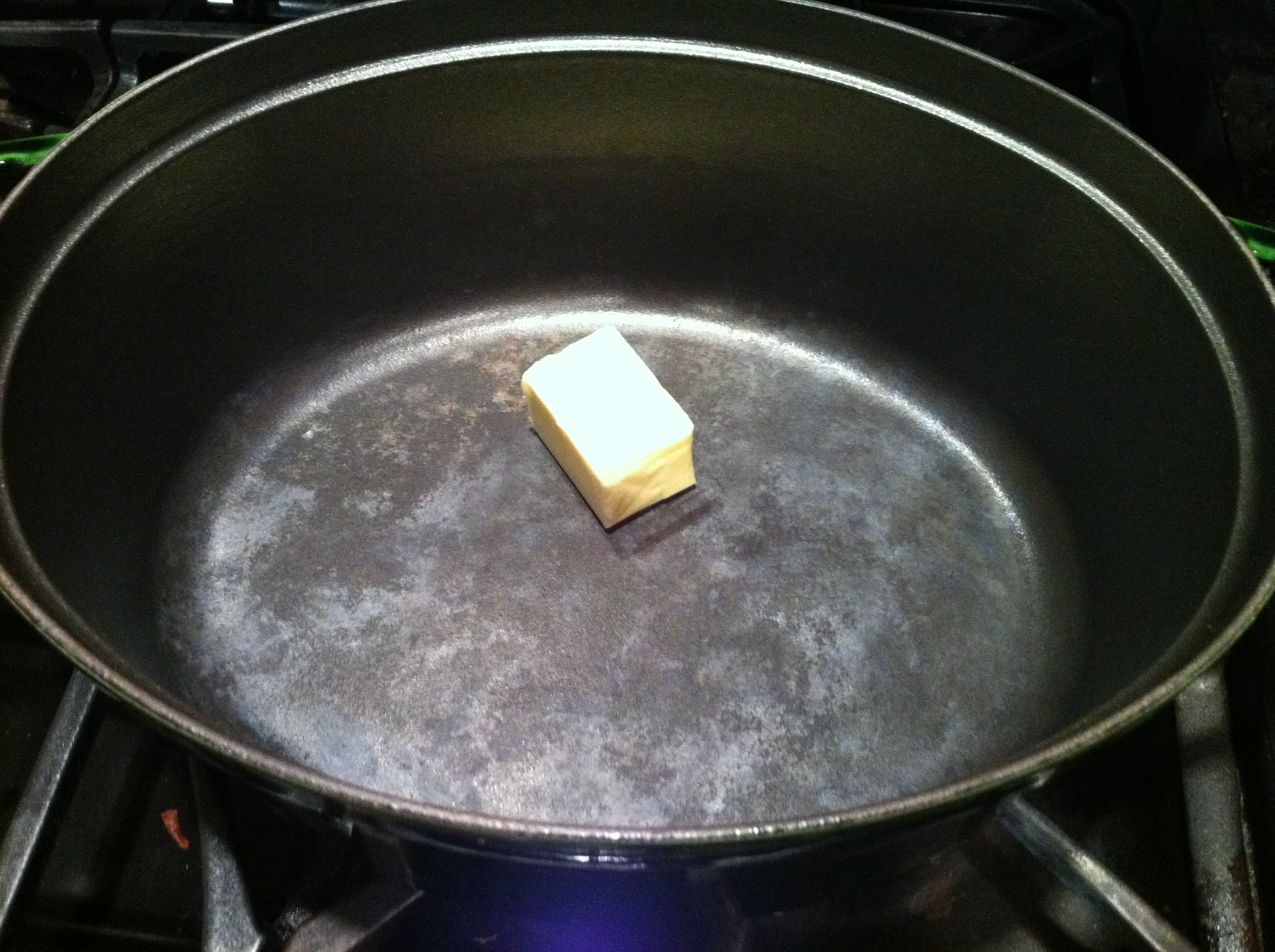 Melting Butter in the Staub Cookware for the Corn Chowder Recipe