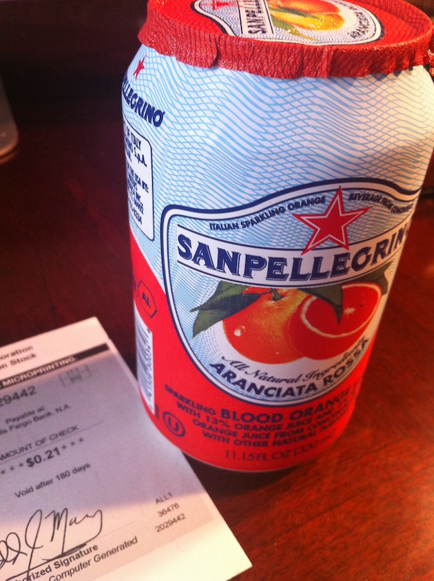 Orange San Pellegrino and Dividend Checks