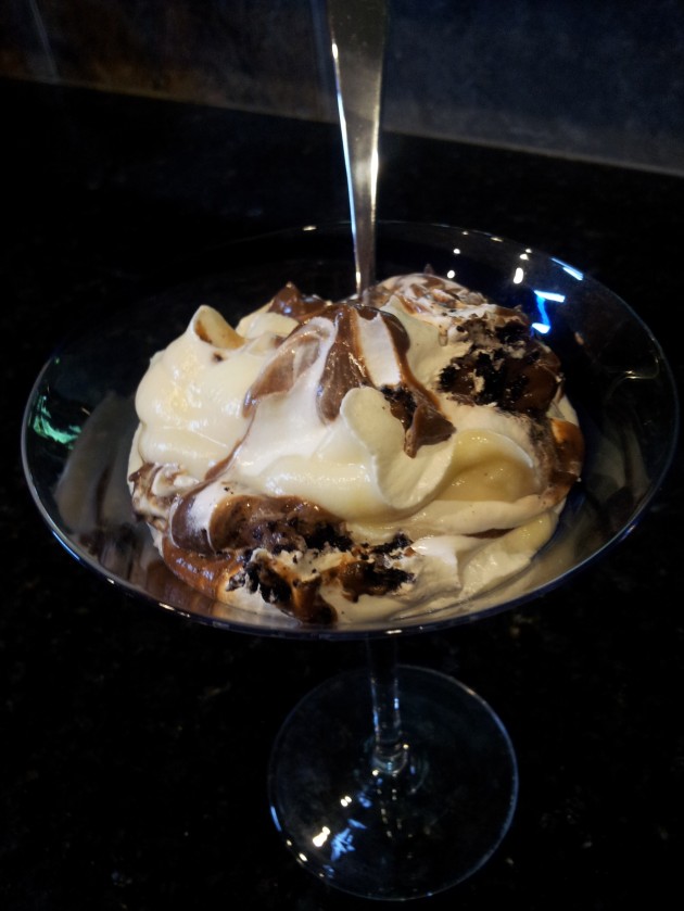 Oreo Pudding Layer Dessert White Chocolate and Milk Chocolate in Martini Glass