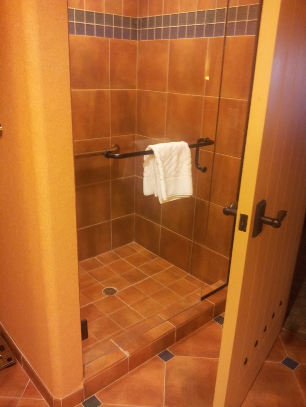 Shower at My Suite in the Main Bathroom at the Hilton Buffalo Thunder Resort and Hotel in Santa Fe New Mexico
