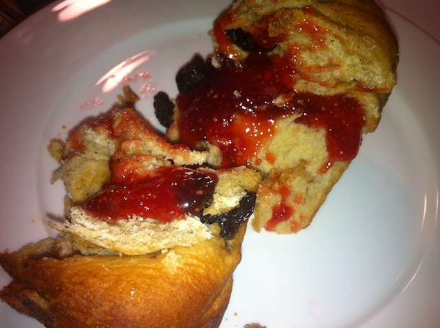 Joshua Kennon Cinnamon Raisin Sugar Bread with Strawberry Jam