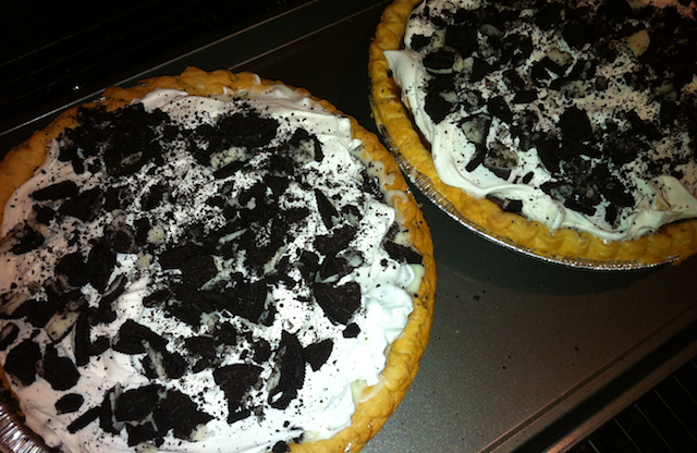 Oreo Pies on a Cookie Sheet Oreo Pies on a Cookie Sheet