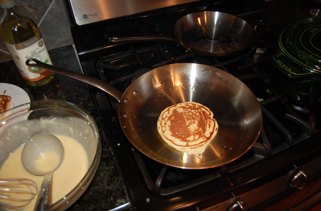 Buttermilk Pancakes Over Hot Copper Pan