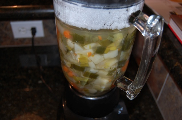 Leek and Potato Soup Pureed in Blender