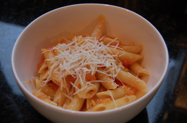 Tomato Butter and Onion Sauce over Penne Pasta