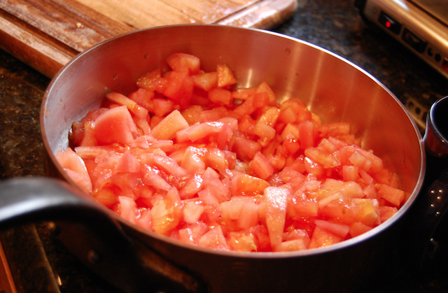 Tomatoes Cut in Sauce Pan