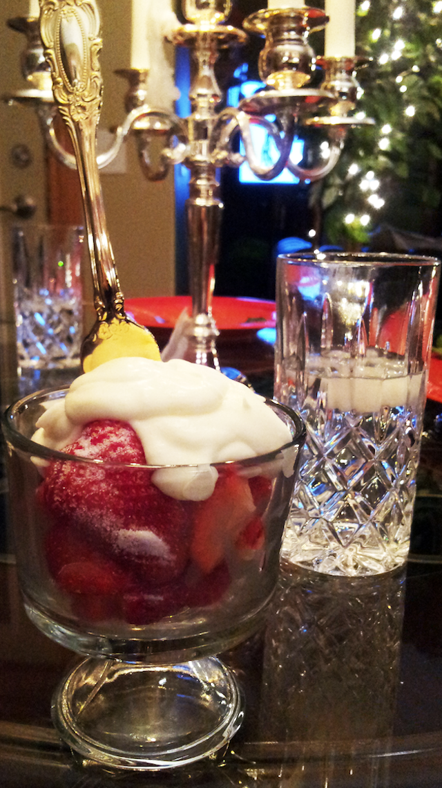 Strawberries with Fresh Cream and Sugar for Dessert