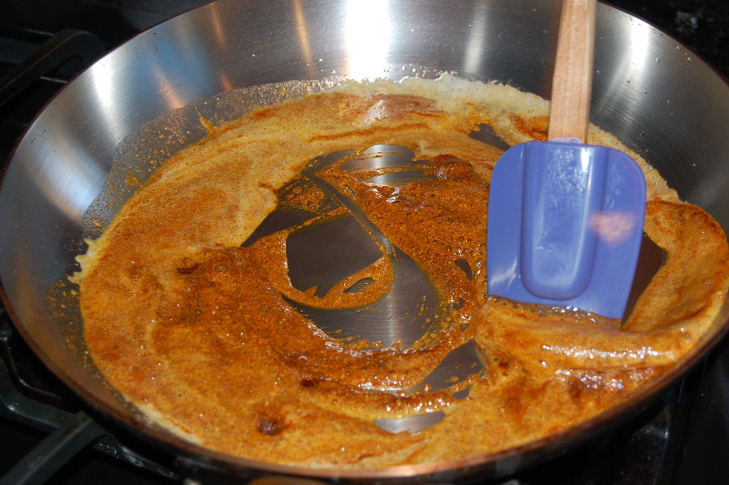 Adding Spices to Butter for Saag Paneer