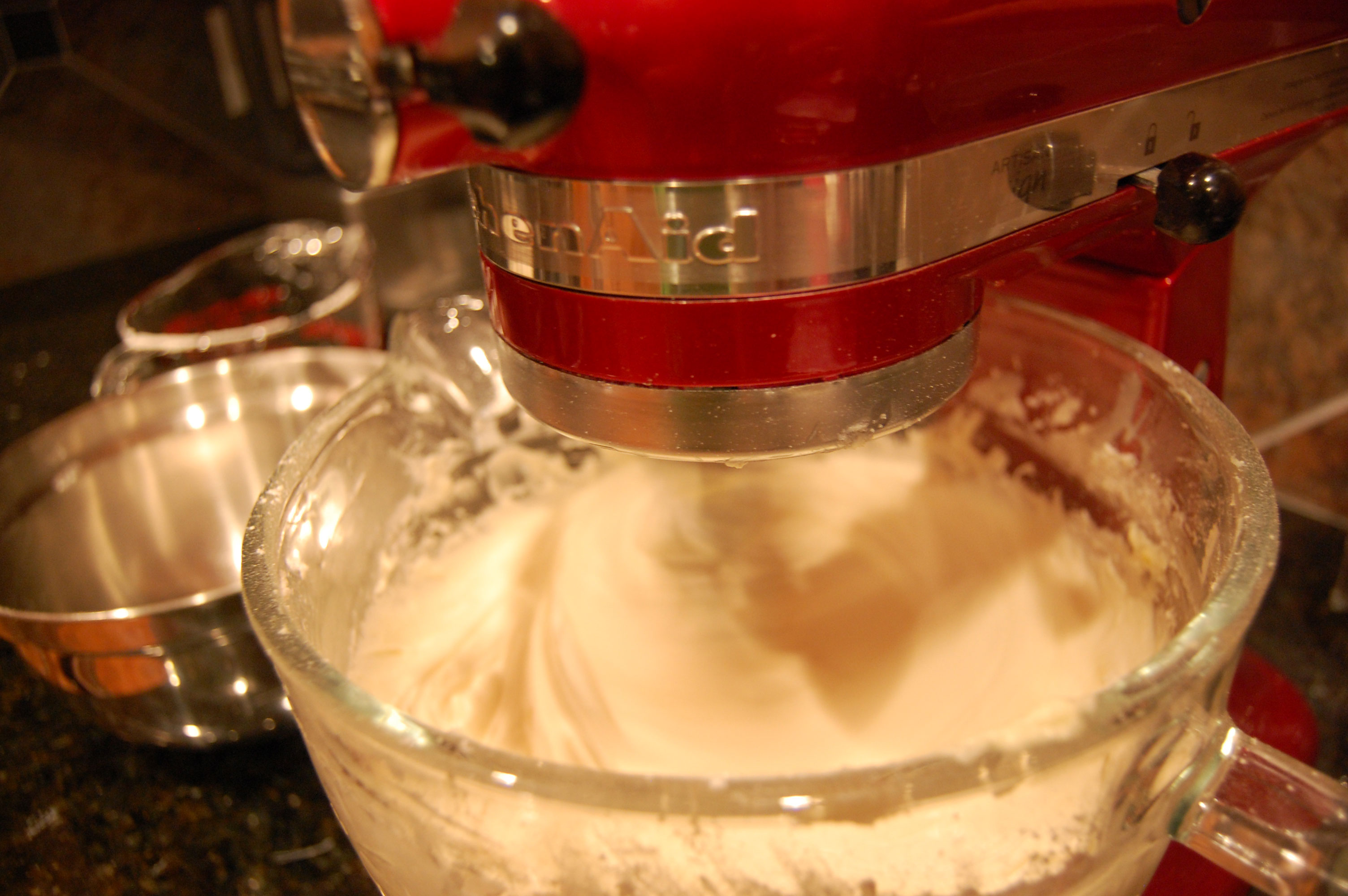 Mixing the Pineapple Upside Down Cake Batter in KitchenAid