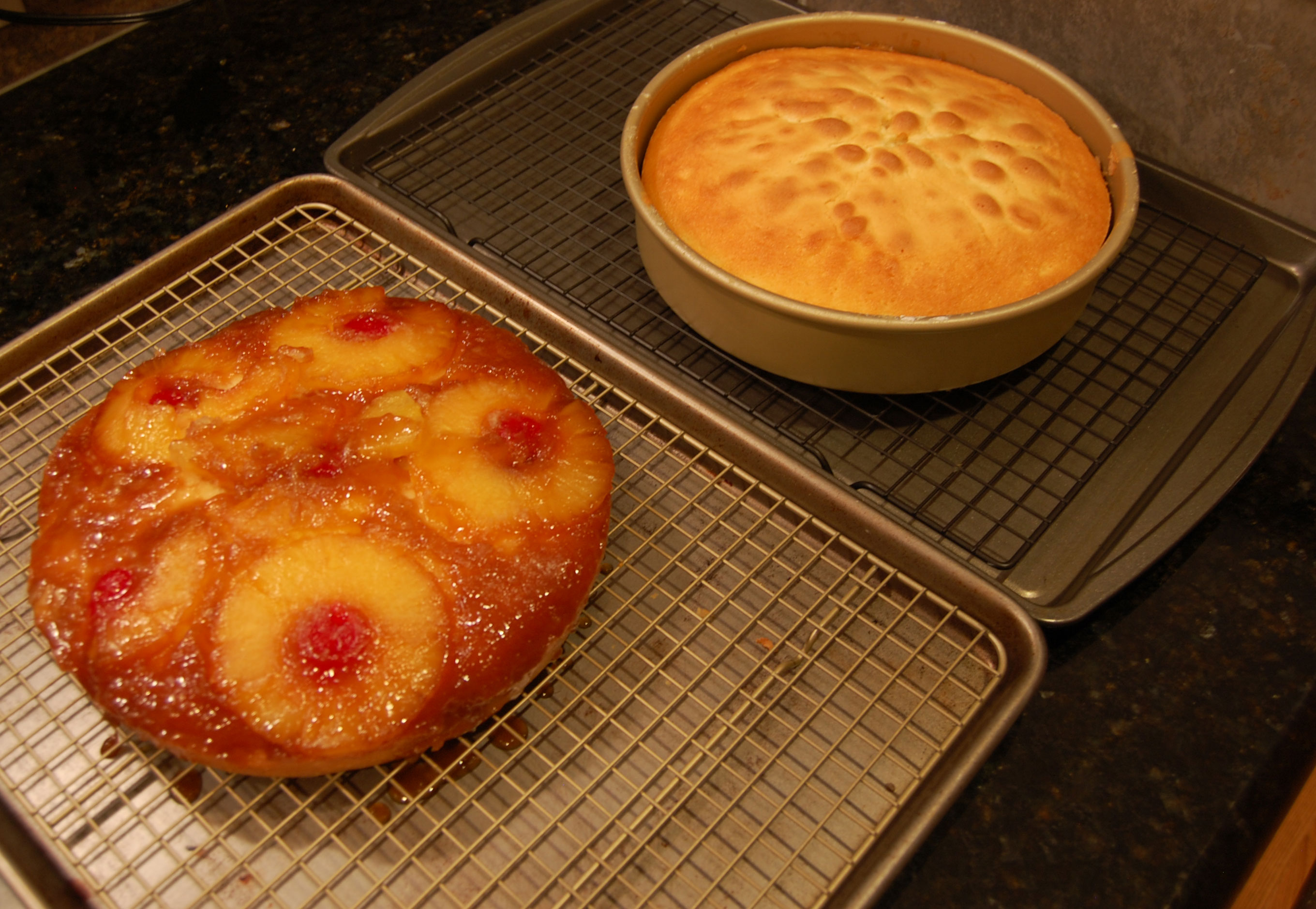 Getting the Pineapple Upside Down Cakes Out of the Oven