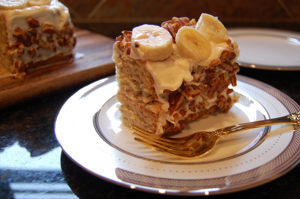 Slice of My Birthday Cake Banana Pecan Cream Cheese