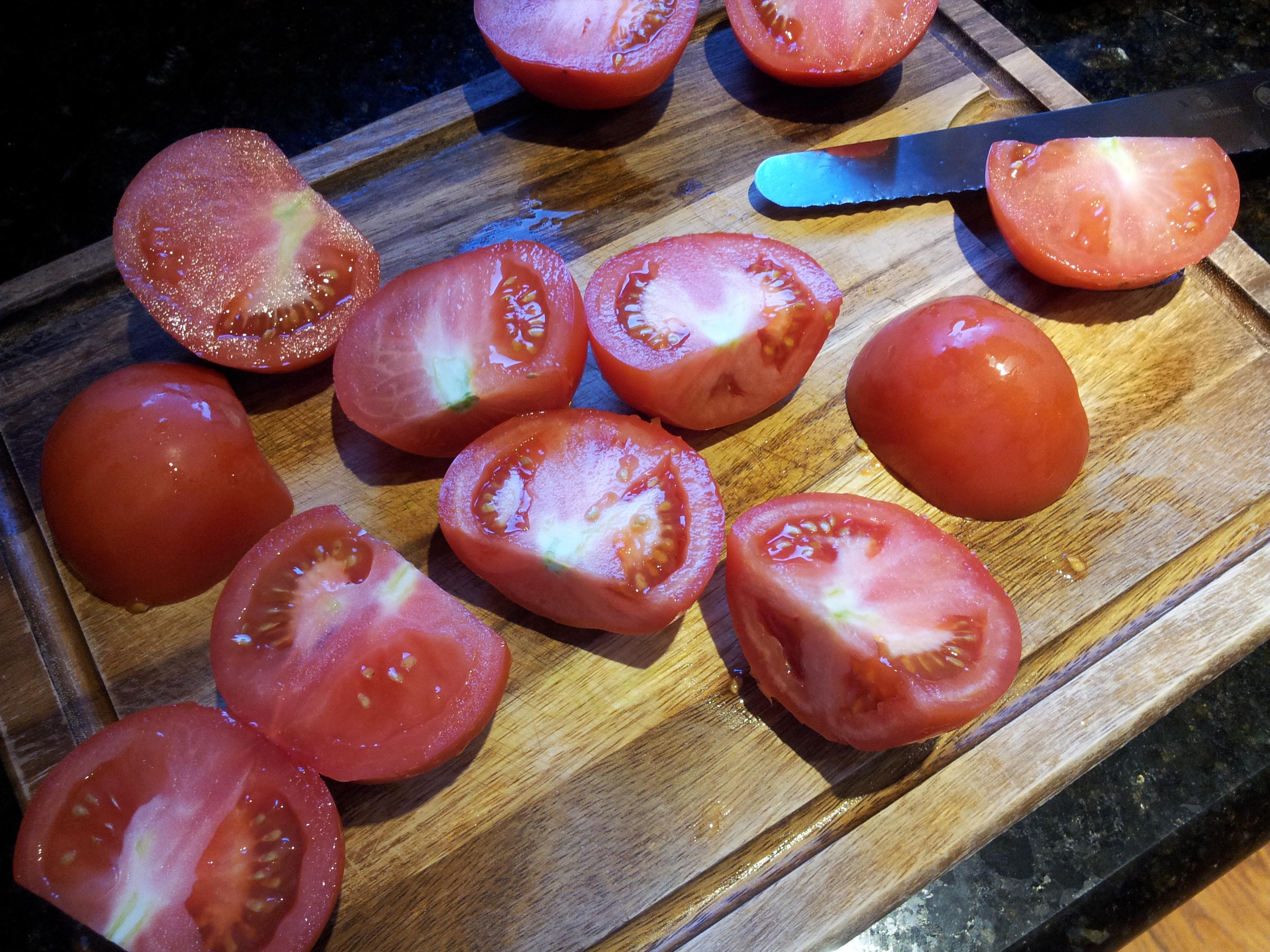 Cut Tomatoes for Tomato and Cream Sauce