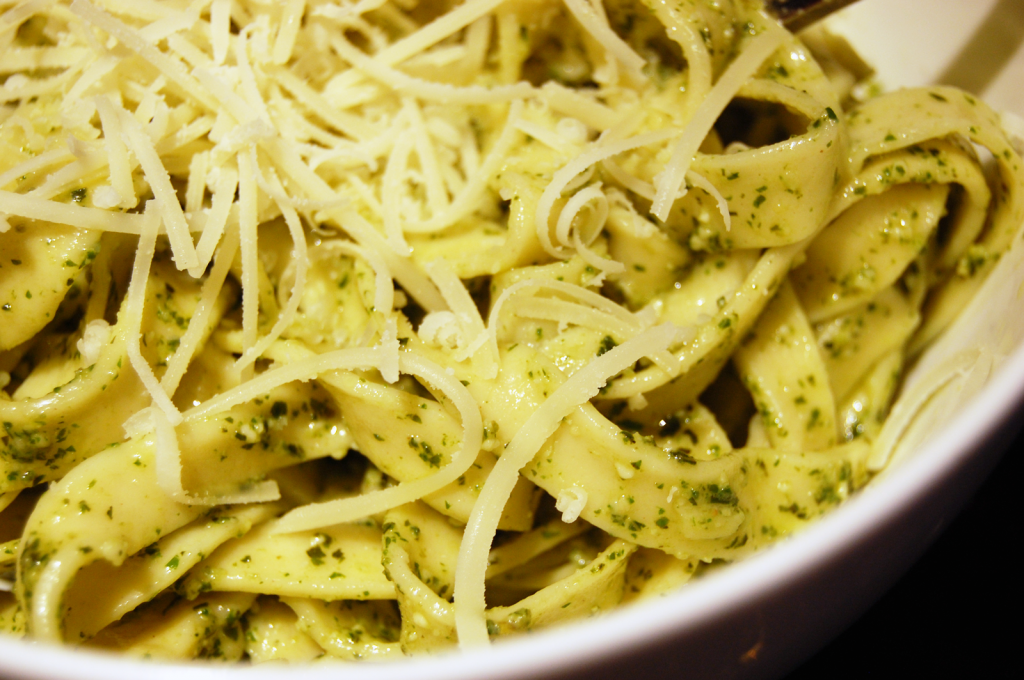 Fresh Pesto on Homemade Pasta Fresh Pesto on Homemade Pasta