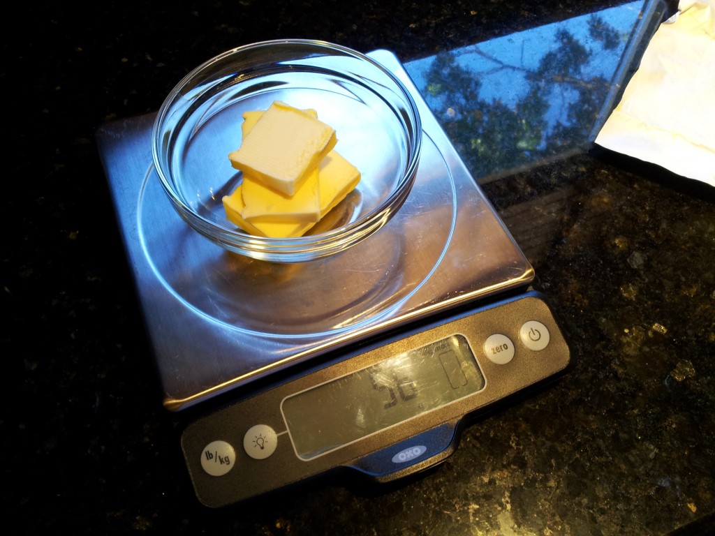 Measuring the Butter for Butter and Sage Sauce